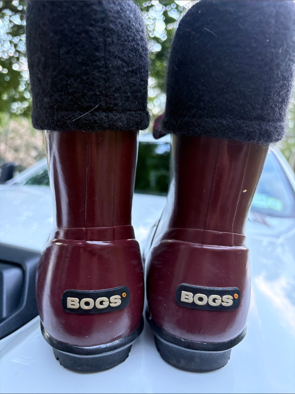 Bogs Women's Burgundy Waterproof Boots with Black Fleece Cuff